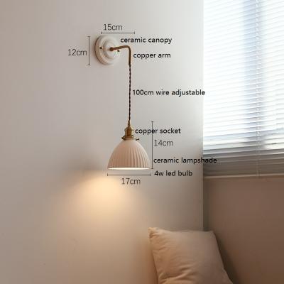 Top Demand Picks Japan Style Ceramic LED Wall Lamp, Adjustable Copper Arm Sconce For Bedroom, Bathroom Mirror Light, Nordic Modern style 2