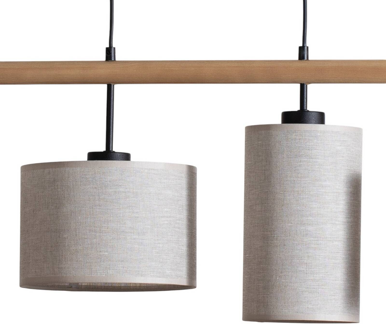 Hängeleuchte Deva Nature, vierflammig, Textil Nature TK Lighting, dimmbar, Holz hell, für Wohn- / Esszimmer, Holz, Skandinavisch