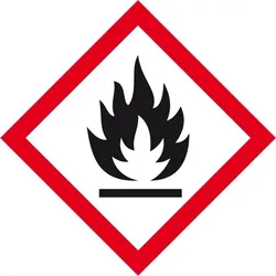 Aufkleber I Gefahrensymbol Flamme GHS 02, Folie, selbstklebend, 32x32mm, 16/Bogen, GHS-Verordnung