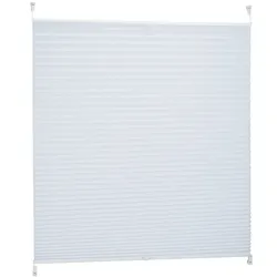 Relaxdays Plissee Rollo ohne Bohren, Klemmfix zum Kleben, Faltrollo lichtdurchlässig, Faltstore, weiß, BxH: 100 x 130 cm