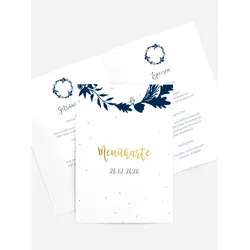 Menükarten Hochzeit selbst gestalten mit Spruch und Fotos im Onlinedesigner bei Meine-Kartenmanufaktur.de