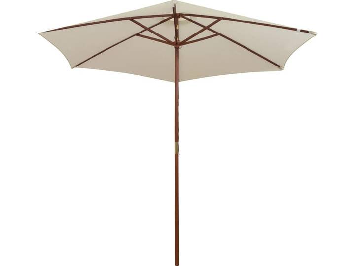 vidaXL Sonnenschirm 270×270 cm Holzstange Cremeweiß