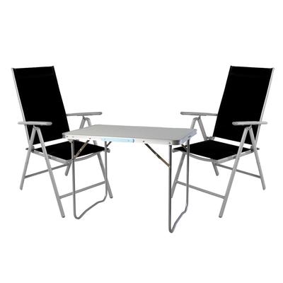 3-teiliges Campingmöbel Set Aluminium Textilen schwarz