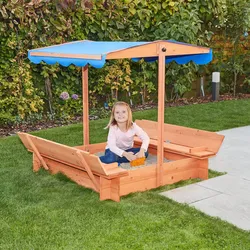 HOME DELUXE Sandkasten mit Sonnensegel BUDDELKISTE - 110 x 110 cm