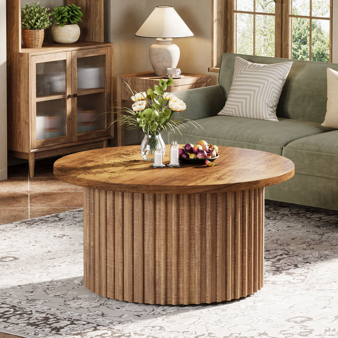 Blue Elephant Pedestal Coffee Table Brown 45.5cm H X 80cm W X 80cm D