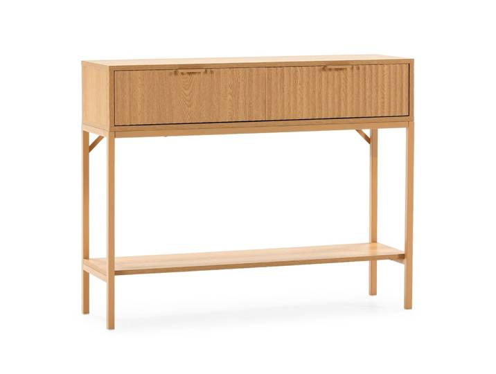 Table console 2 tiroirs effet chêne