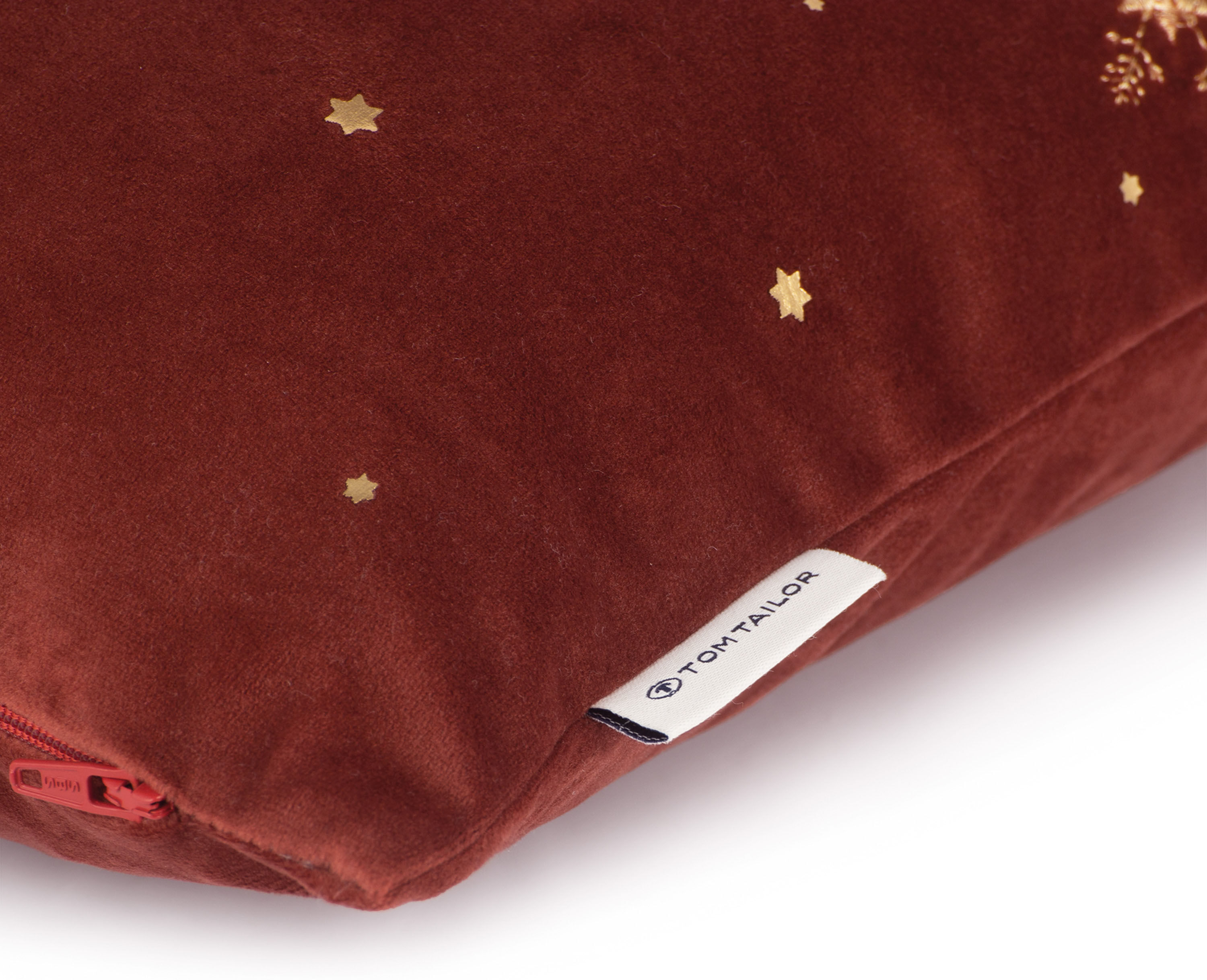 Dekokissen TOM TAILOR HOME "Sparkling Stars" Gr. 1, rot (rot, dunkelrot, blutrot, sterne), B:38cm L:38cm, Polyester, Dekokissen_Sitzkissen_Kissenhüllen, Dekokissen, Kissenhülle ohne Füllung, 1 Stück