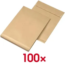 Mailmedia 100 Faltentaschen C4 mit 20mm Boden 130 g/m2 Kraftpapier natronbraun braun, 32.4x22.9 cm