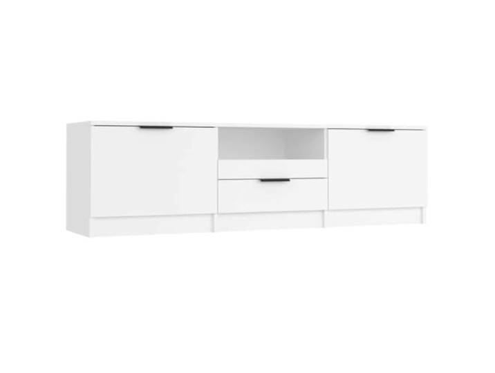 GHVBNMF TV-Schrank Weiß 140 x 35 x 40 cm Holzwerkstoff Lowboard Moderner Fernsehtisch mit Schublade und drei Fächern für Wohnzimmer und Schlafzimmer. Hält Mediengeräte ordentlich.