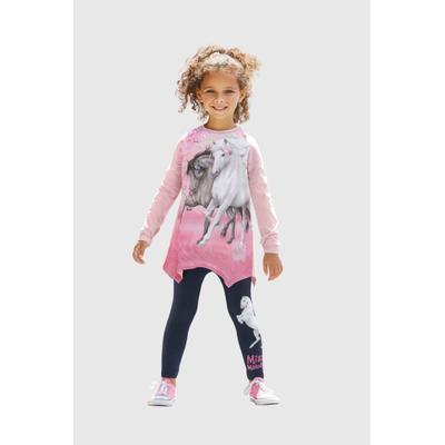 Shirt & Leggings MISS MELODY, Mädchen, Gr. 104/110, lila, Jersey, Obermaterial: 100% Baumwolle. Unterteil: 95% Baumwolle, 5% Elasthan, bedruckt, KOB Set-Artikel Outfit, mit schönem Pferdemotiv