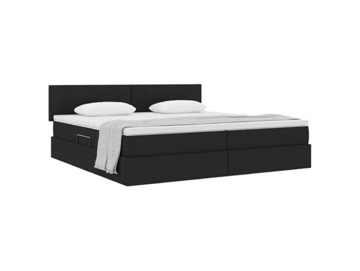 KTHLBRH Boxspringbett Doppelbett Schwarz 200 x 200 cm mit Matratze Hydraulisches Heben, robuster Rahmen, modernes Design, optimiert Platz für den Raum