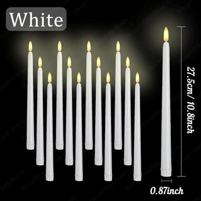 Uplifted Finds 12 To 108 Pcs Flameless LED Taper Candles Flickering Electric Faux Candlesticks For Wedding Church Decor white 60pcs