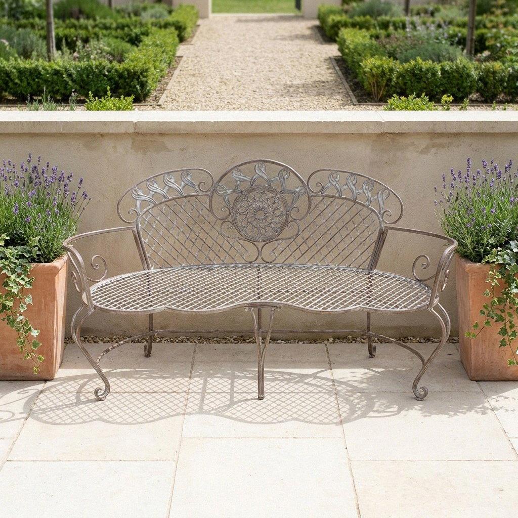 Gartenbank Eisen braun lackiert Vintage, L.160 cm