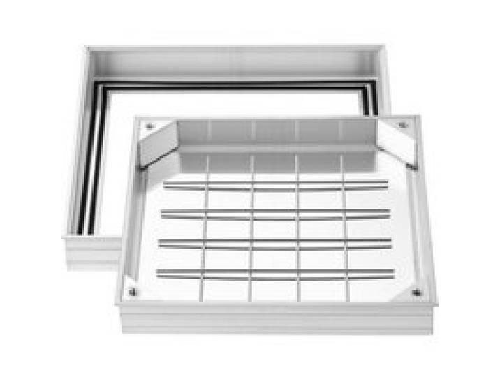 VEVOR Plaque d'Égout avec Cadre 40x40 cm, Couvercle de Regard Encastré Invisible, pour Inspection de Drainage Bouche d'Égout Trottoir Jardin, Couvercle de Fosse Septique Carré, en Alliage d'Aluminium