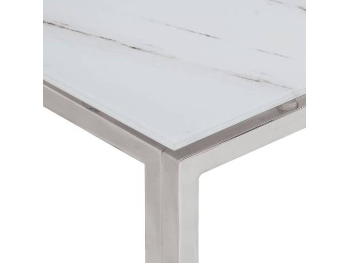 Bon marché * Table centre salon - UU - Table basse - argenté acier inoxydable et verre trempé FR3052