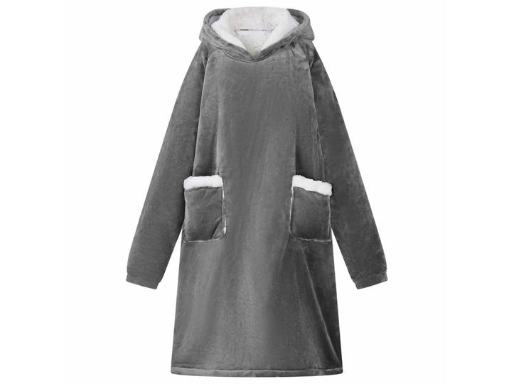 vidaXL Decken-Hoodie Dunkelgrau L Fleece und Flanell