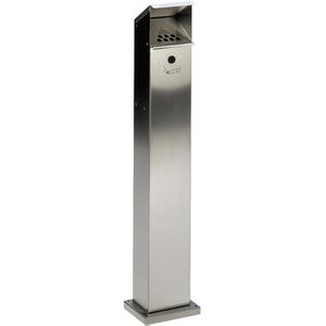VAR Aschenbecher SG 124, 1207, für Outdoor, mit Dach, Standascher aus Edelstahl, 18 x 115 cm, winddicht, 2 L, silber