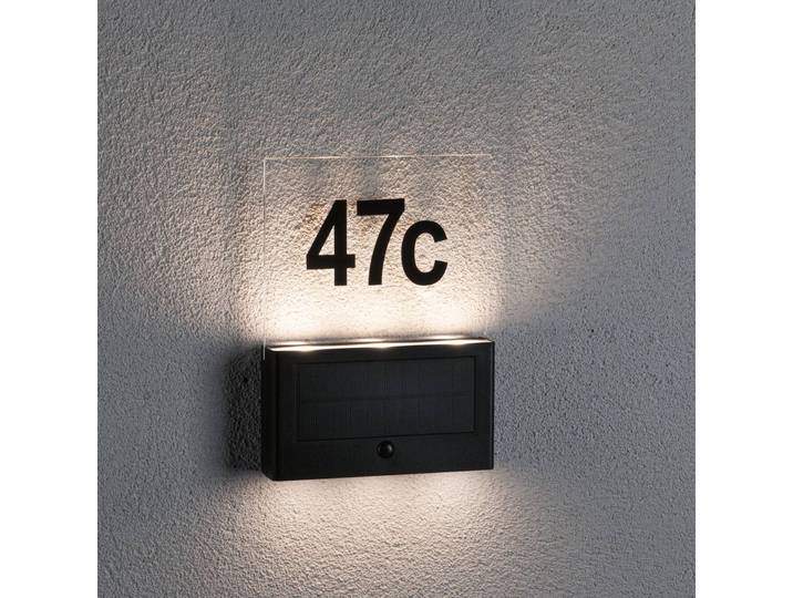 Paulmann Neda Solar-LED-Hausnummernleuchte Sensor, schwarz, Kunststoff, Wandlampe
