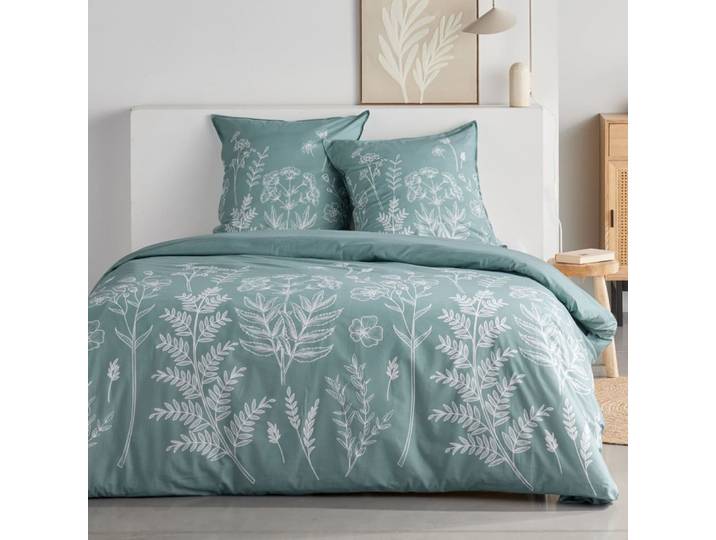 Parure de lit imprimé floral 260x240cm bleu