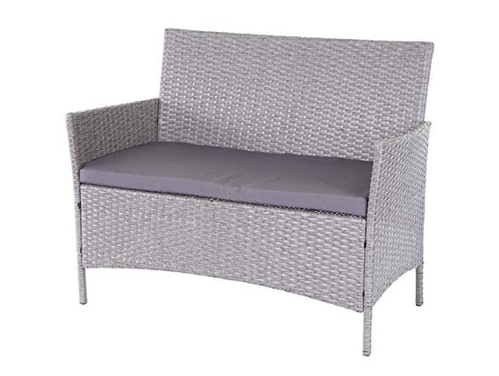 Mendler Poly-Rattan Gartenbank Halden - grau, Kissen anthrazit