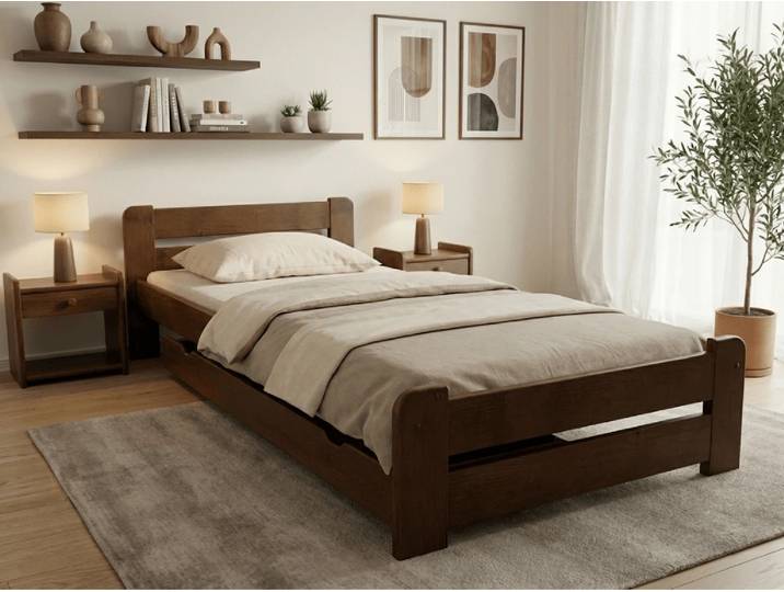 Bett Laura 90 x 200 cm, Eiche Matratze: Matratze Coco Maxi 20 cm, Lattenrost: Mit Lattenrost