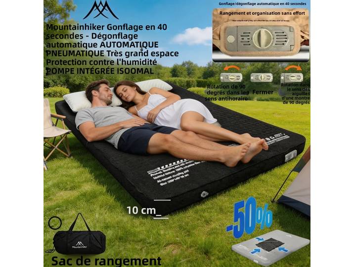 Mountainhiker Matelas Gonflable Amélioré Édition Upgrade 10CM de Hauteur avec Sac de Rangement Tapis de Couchage Portable pour le Camping