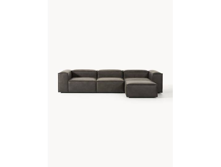 Canapé modulable 4 places en cuir avec pouf Lennon (gauche/droite)