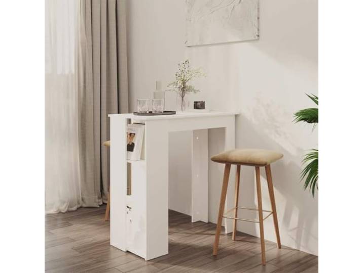 KGTKGTYER Bartisch mit Regal, Stehtisch aus Holzwerkstoff, 102x50x103.5 cm Ideal für kleine Wohnungen, Moderner Bistrotisch, Mit drei Ablagefächern