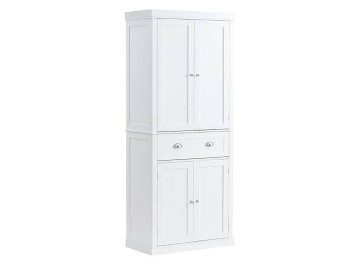 VEVOR 183 cm Vorratsschrank für die Küche, Hauswirtschaftsschränke mit Türen, Schublade & 3 Verstellbaren Regalen, Speisebuffet-Vorratskammern für Küche, Wohnzimmer, Esszimmer, Waschküche, Weiß