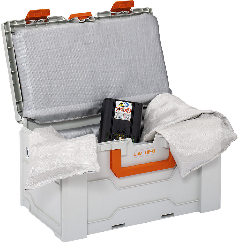 Akku-Systembrandschutzbox Li-SAFE, für Lagerung und Transport, Modell 2-L, LxBxH 500 x 300 x 280 mm CEMO