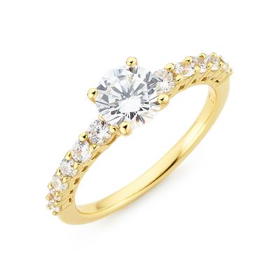 Fingerring FIRETTI "Schmuck Geschenk Silber 925 Silberring Verlobungsring" Gr. 53, gold (gelbgoldfarben, kristallweiß), Fingerringe, Damen, 53, Silber 925 (Sterlingsilber), 2,5mm, Fingerring, mit Zirkonia (synth.)