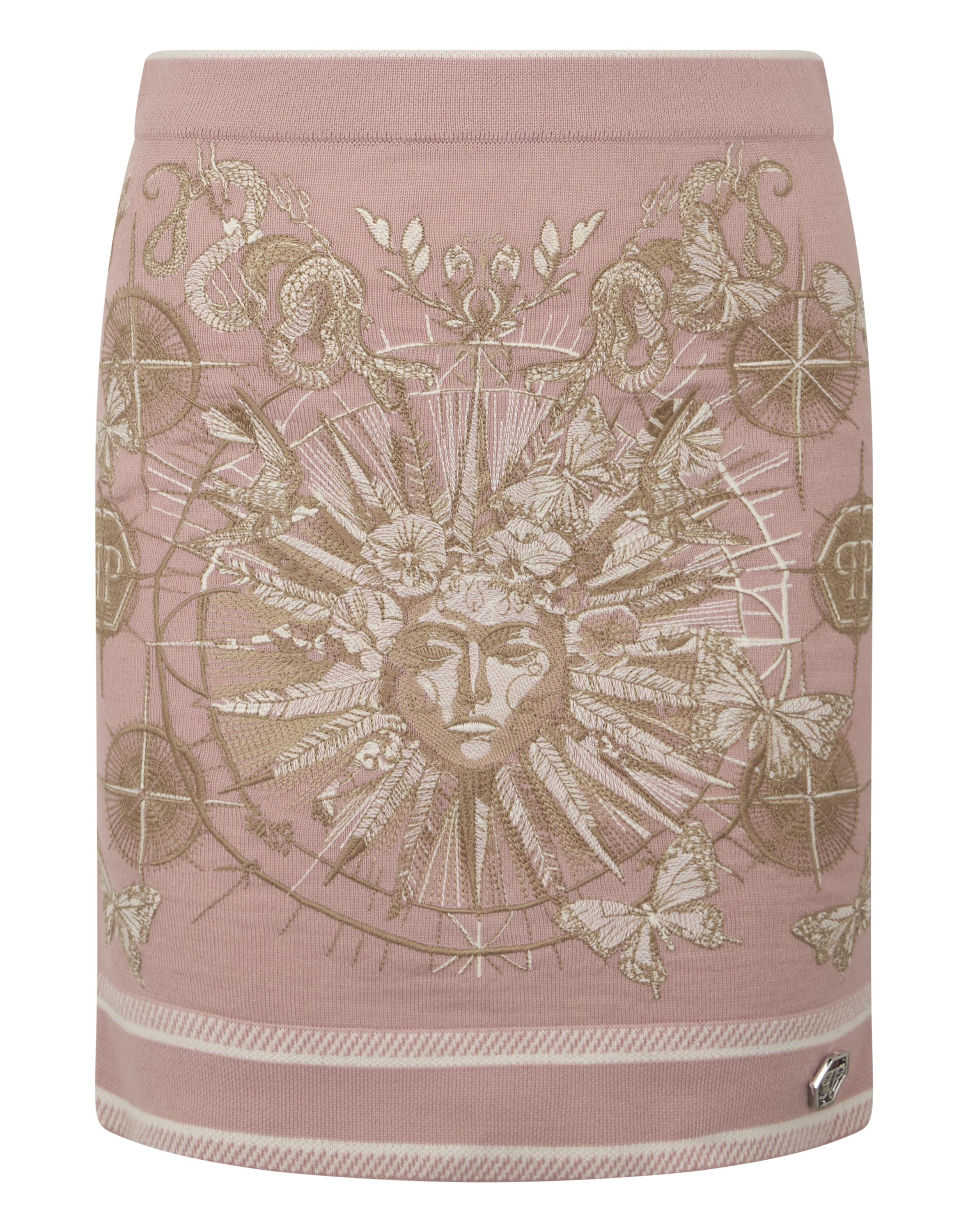 Philipp Plein Strick-Minirock mit Butterfly-Tattoo - Rosé