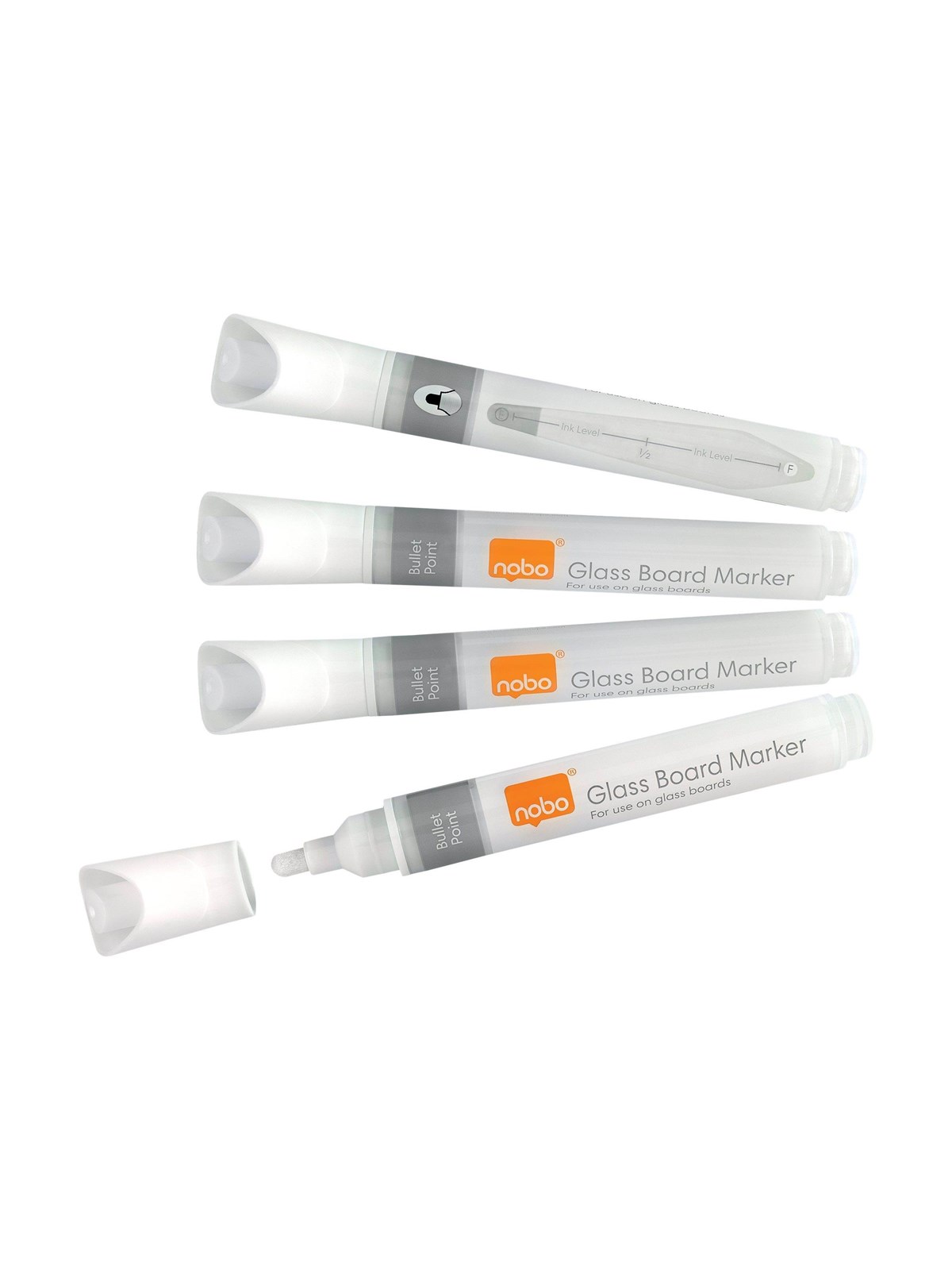 Nobo Marker für Glas-Whiteboards, trocken abwischbar, 4 Stück, schwarz Weiß