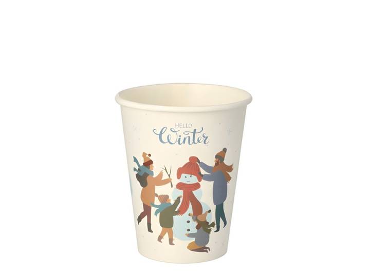 PAPSTAR Einwegbecher Trinkbecher, Pappe 0,2 l Ø 8 cm, 9,2 cm Hello Winter 1000 Stk, Pappe, PLA-beschichtet