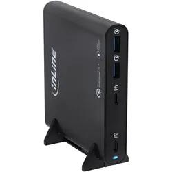 InLine USB Netzteil, GaN Ladegerät, 4-Port, Dual USB-C + Dual USB-A, 120W, schwarz (120 W, 4 Ports), USB Ladegerät, Schwarz