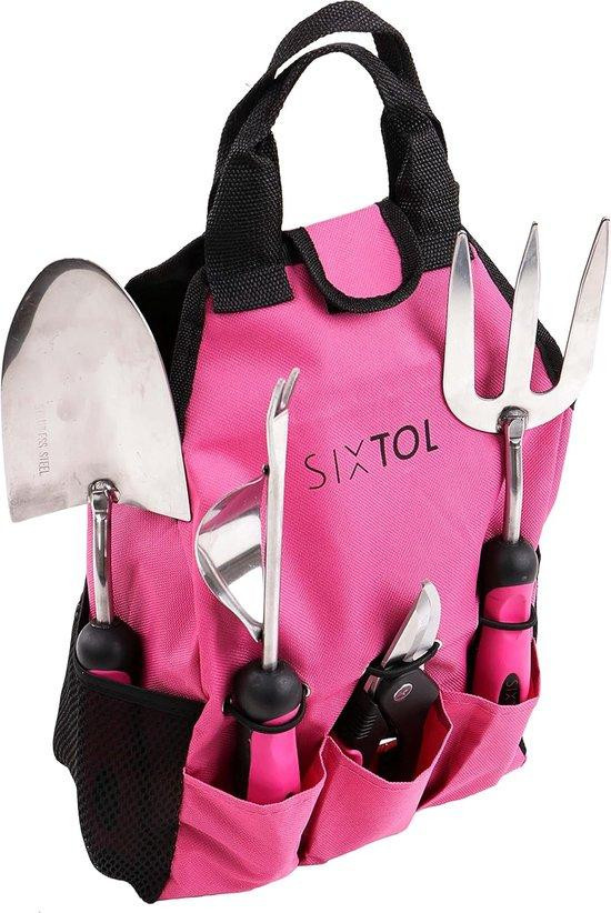 Roestbestendige tuinschaar met opbergtas in het roze
