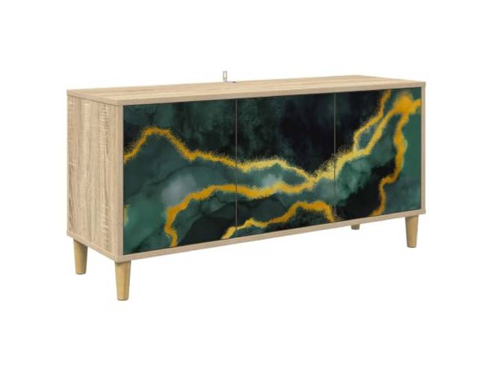 Kaorsrow TV Board Sonoma 102x33x50 cm TV-Schrank Holzwerkstoff Modern Kompakte TV-Anrichte mit 3 Türen und 10 cm Füßen für Wohnzimmer und Schlafzimmer, bietet viel Platz und einfache Pflege.