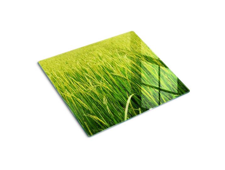 Tulup Glasplatte 60x52 cm Reisfeld, Grün, Glas, 60x0.4x52 cm, Küchen, Küchenelektrogeräte, Herde, Herdabdeckplatten