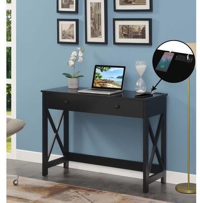 "Convenience Concepts Oxford 1 Drawer 42"" Desk with Charging Station"