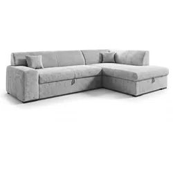 ECKSOFA L Form Lucera Hellgrau 260/175/71 cm Rechts mit Schlaffunktion