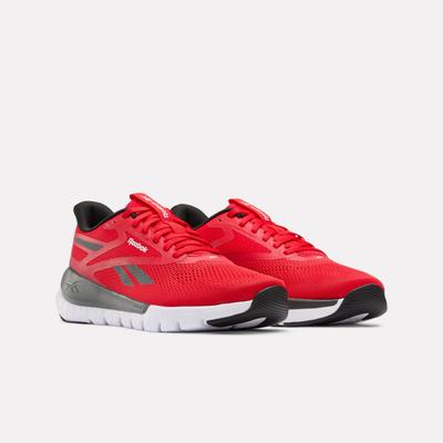 Trainingsschuh REEBOK "REEBOK FLEX TRAINER", Damen, Gr. 44, rot (vector rot, grau 5, schwarz), Synthetik, Textil, Schuhe, ideal für Gym und Fitnessstudio