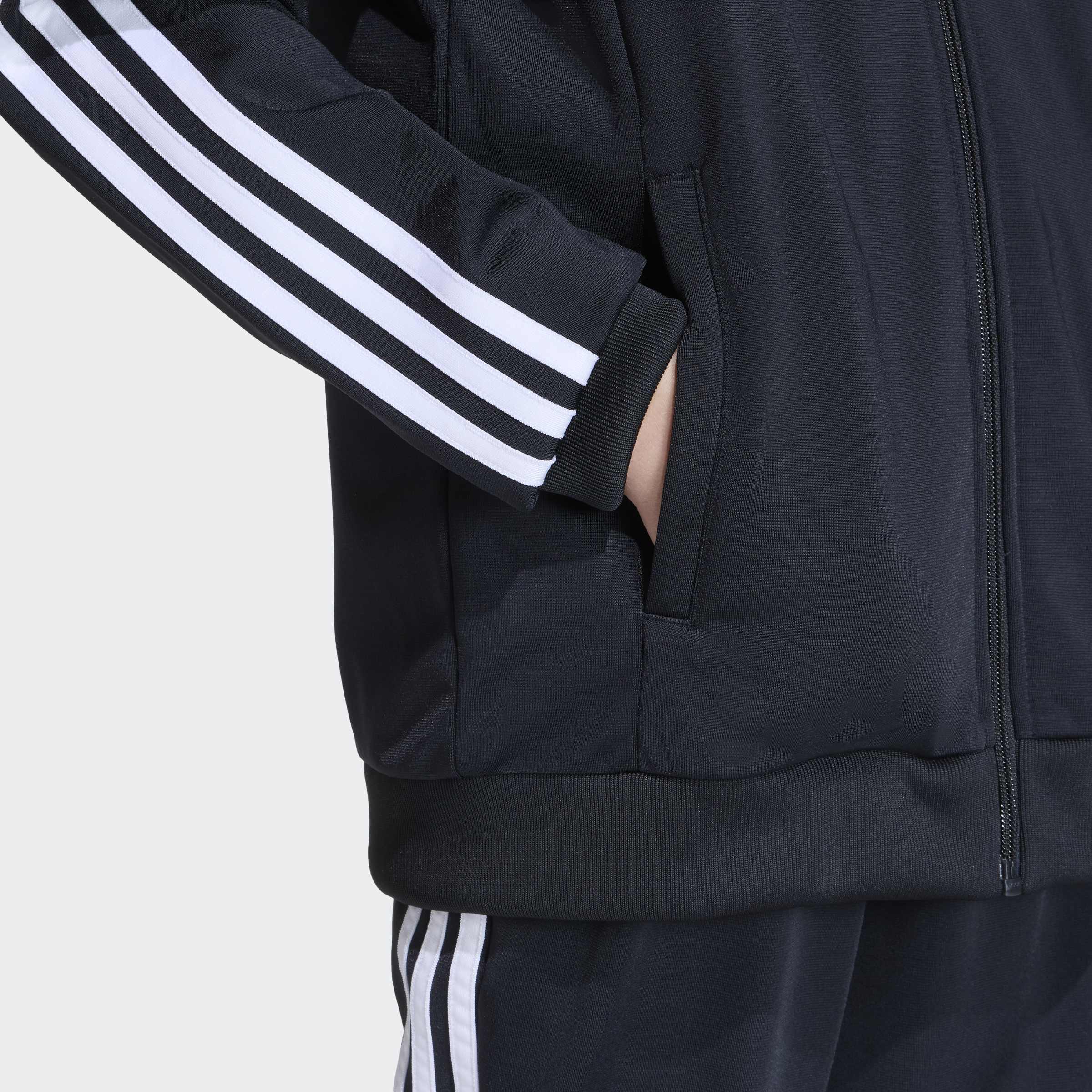Outdoorjacke ADIDAS ORIGINALS "SST", Kinder, Gr. 176, schwarz-weiss (schwarz, weiß), Obermaterial: 100% Polyester, Jacken Outdoorjacke schwarz, weiß 176