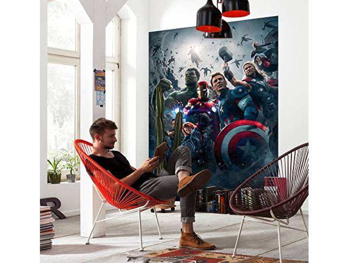 Marvel fotobehang van Komar - Avengers Age of Ultron Movie Poster - formaat 184 x 254 cm, 4 delen, kleurrijk - behang, kinderkamer, jeugdkamer, superheld