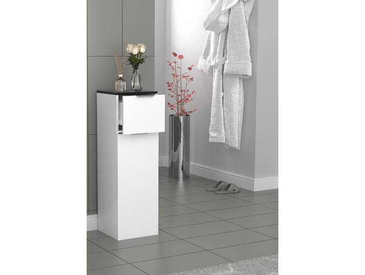 Meuble bas Donali 30 x 95 x 30cm Blanc/Blanc/Noir