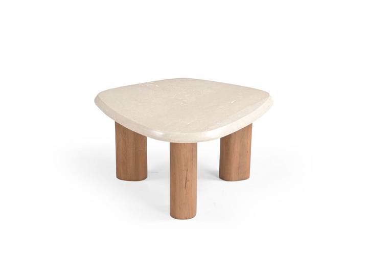 Villa Möbel Couchtisch Nuvé (Packung, 1-St., 1 St. Couchtisch), Organische Marmorplatte massiv Mangoholz Eleganz mit Unikat-Charakter
