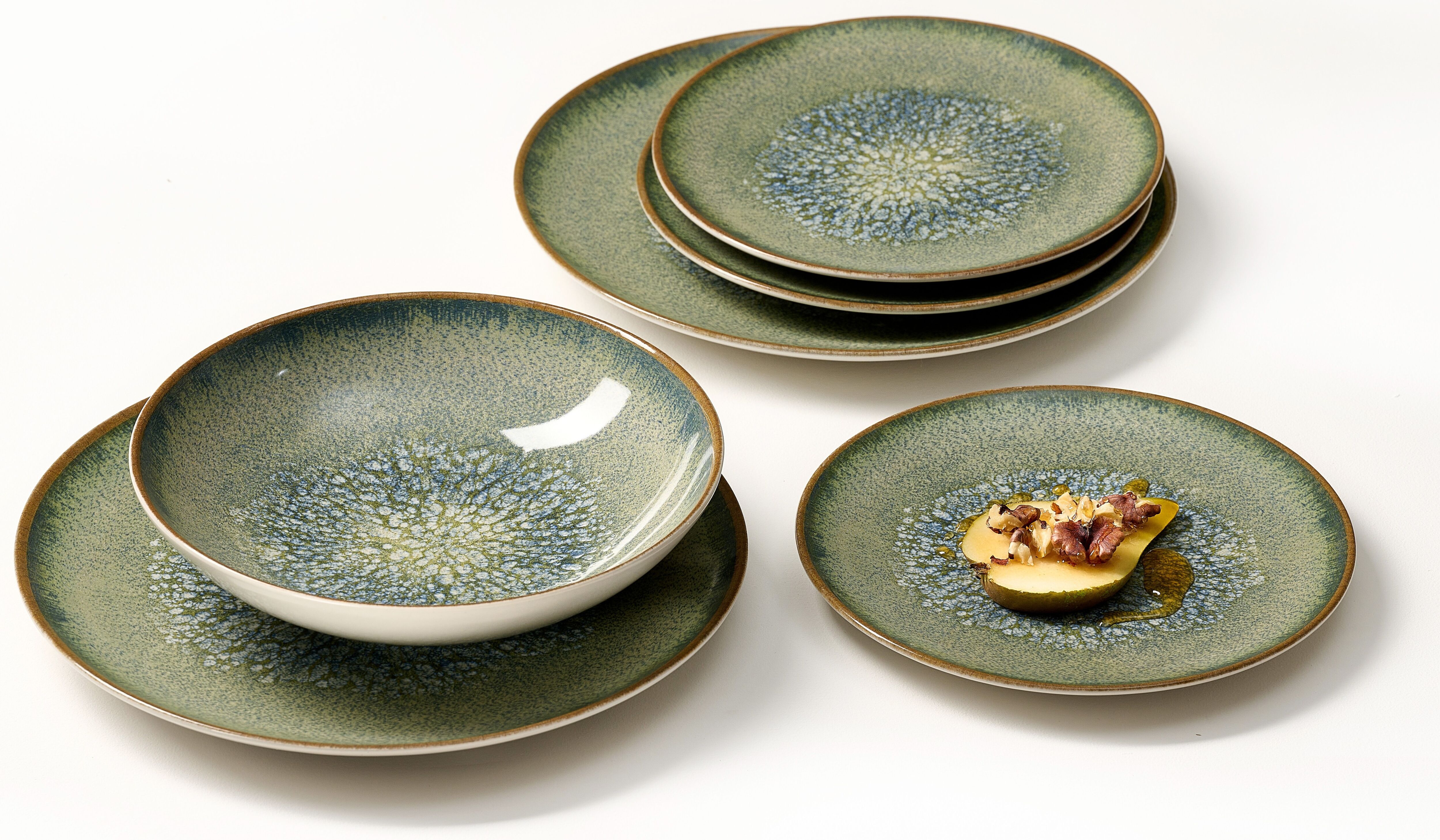 Teller-Set RITZENHOFF & BREKER "Verde", grün, 12, Steinzeug, Geschirr-Sets, Teller-Set