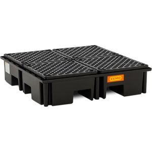 CEMO Auffangwanne 220/4, 11262, aus Polyethylen, 123 x 123cm, Polyethylen-Gitterrost, unterfahrbar, 220 Liter