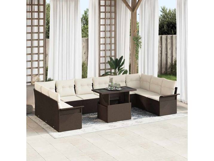 vidaXL Sofa Set 11 stk. Braun Poly-Rattan