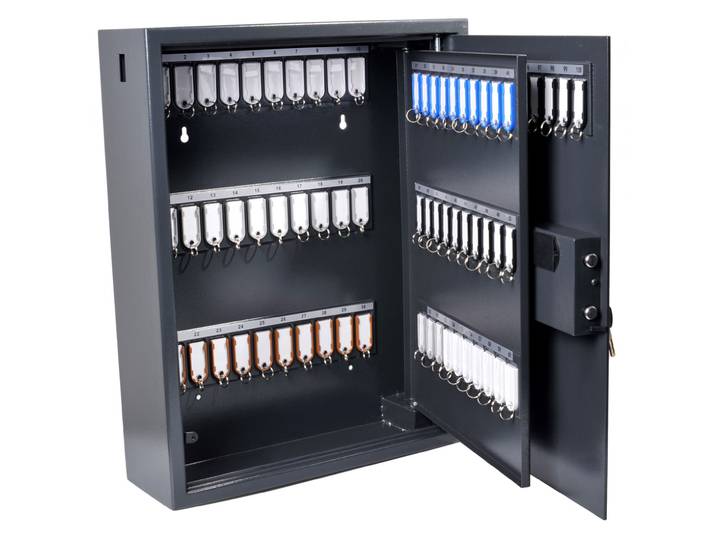 Pavo Armoire à clés haute sécurité avec serrure électronique à code - Capacité 100 clés - Gris foncé