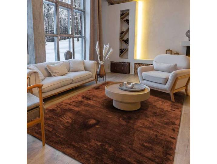 Tapis à poils longs extra-doux marron clair 120x160